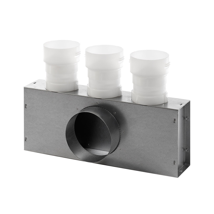 Nilan NilAir ind/udblæsningsboks for ventil - 3 studser Ø75 mm | Ventil Ø125