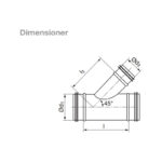 T roer bygget med afgrening paa 45° dimensioner