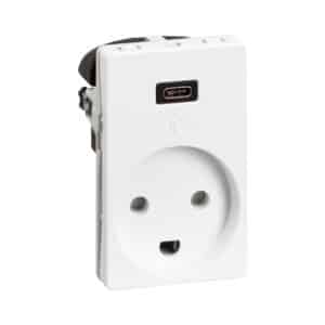 LK FUGA USB C combi stikkontakt med afdaekning Hvid