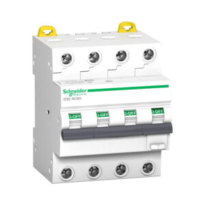 Acti9 iC60 kombiafbryder 4P 16A 415V 30mA 6kA klasse A B karakteristik. Bredde 72 mm. produkt 10