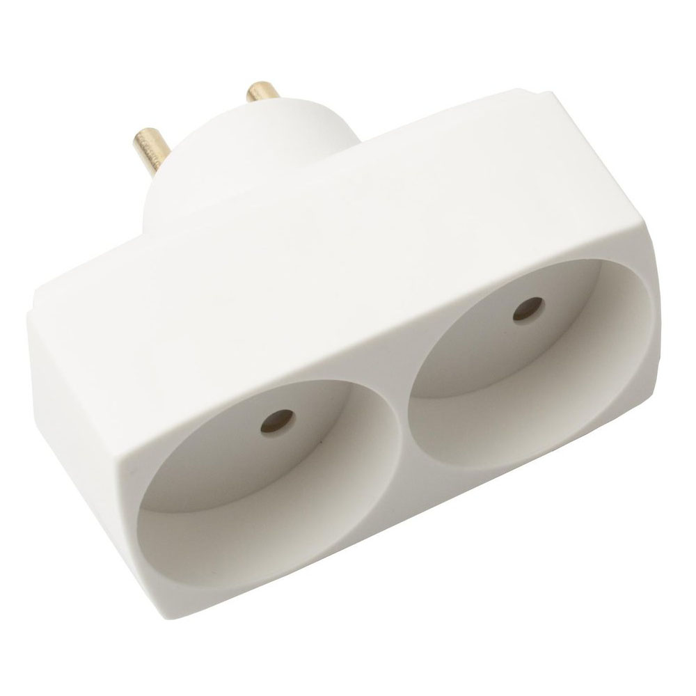 Dobbeltstik D2 2 Runde Udtag Hvid produkt