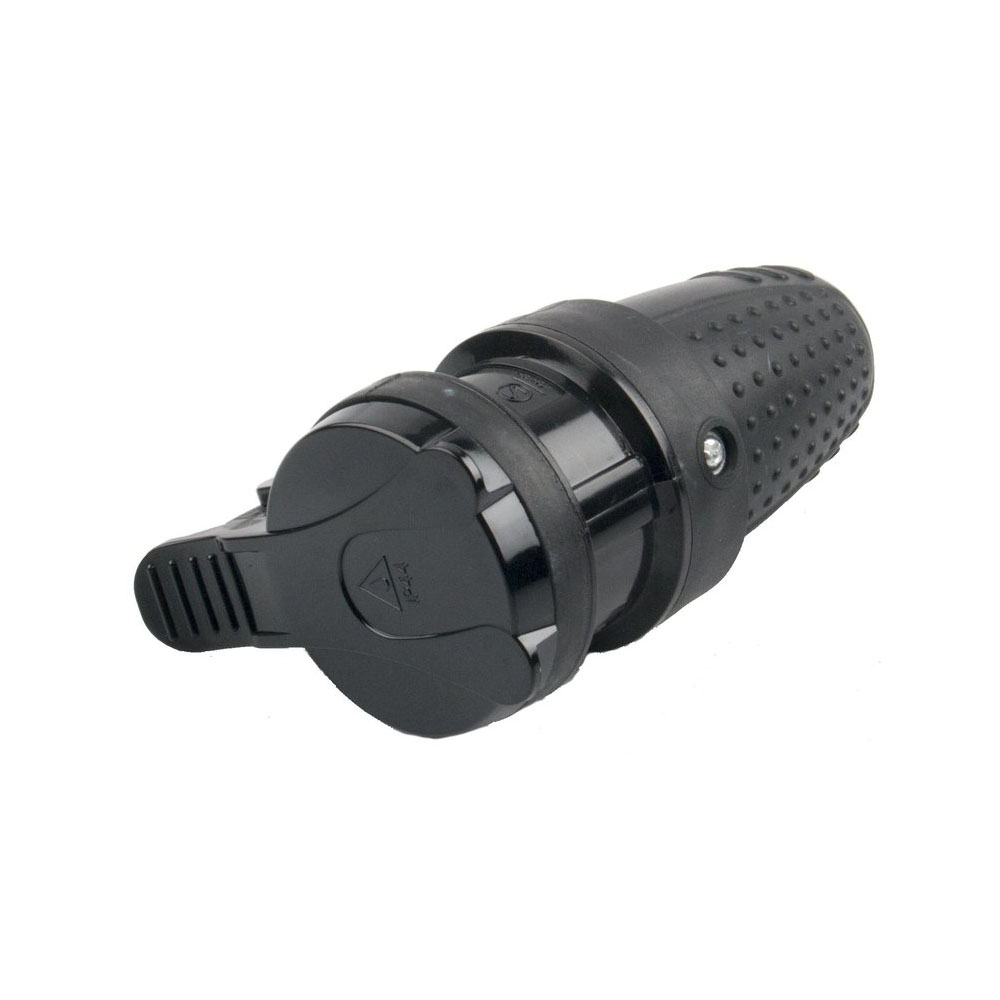 Forlaengerled med SIDE jord IP44 sort gummi produkt