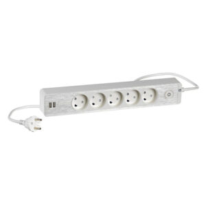 LK stikdaase 5R uden jord 15m afbryder glimampe 2usb hvidaluminium produkt