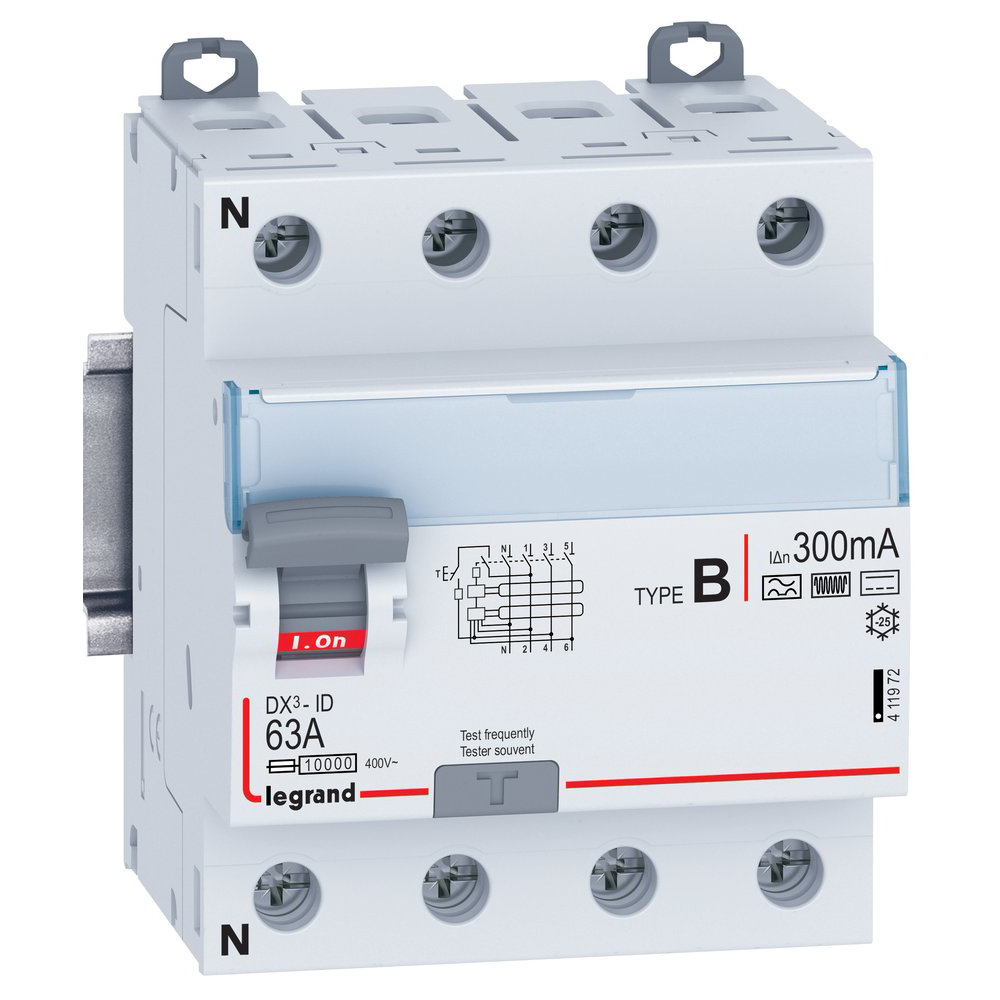 Legrand DX³ RCCB fejlstrømsafbryder 63A 4pol 300mA type-B 4M 10KA