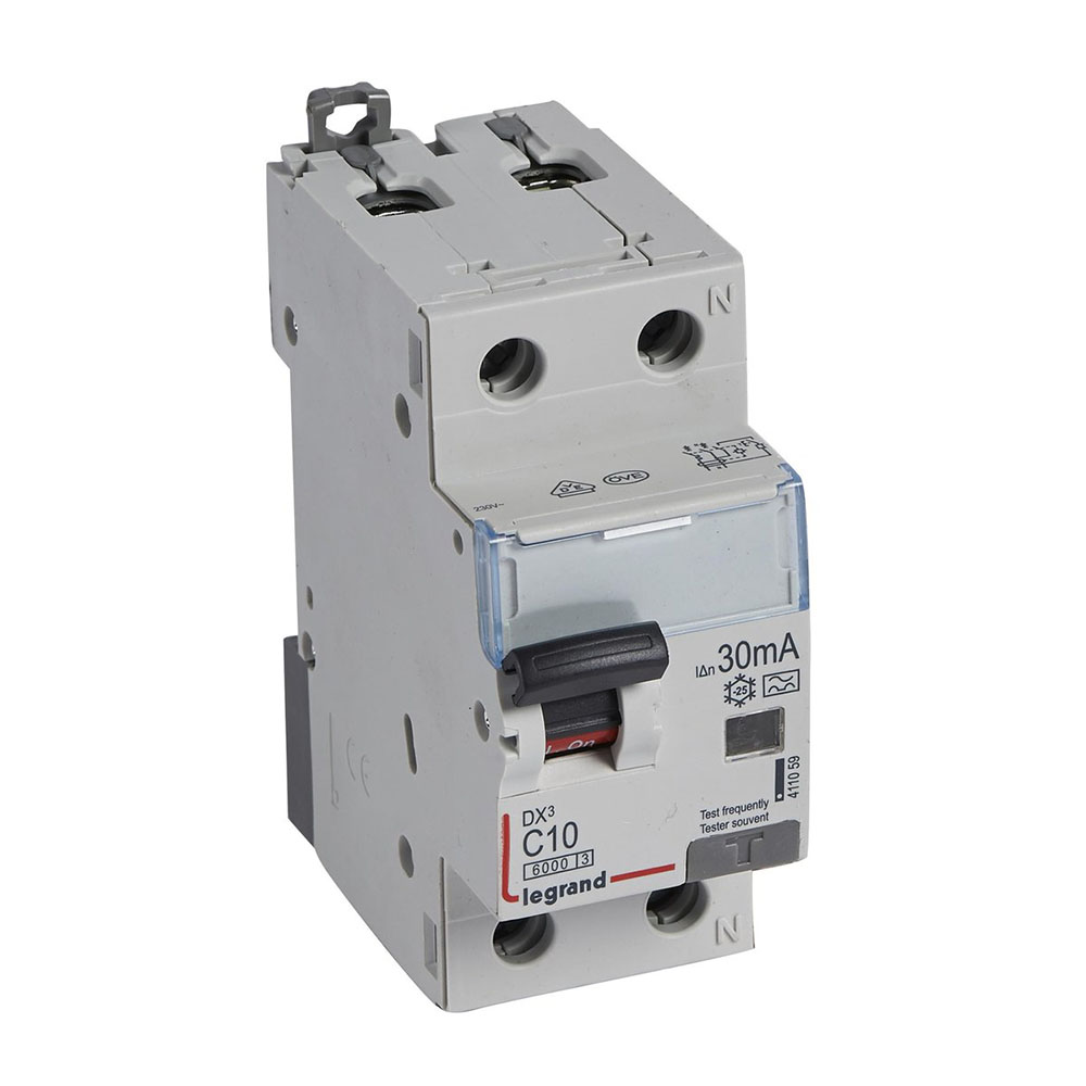 Legrand DX³ RCBO kombiafbryder C10 1pol+N 30mA type-A 2M 6000/6KA billede