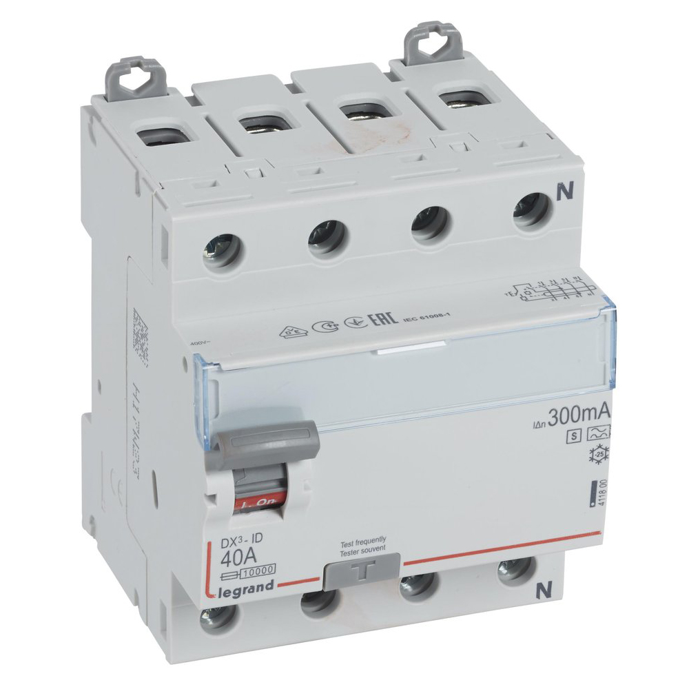 Legrand DX³ RCCB fejlstrømsafbryder 40A 4pol 300mA type-A-S 4M 10KA