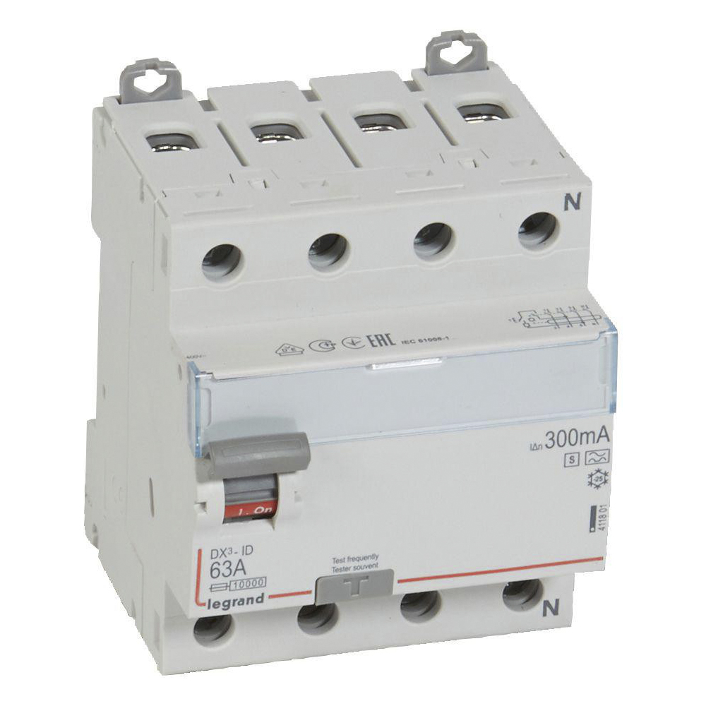 Legrand DX³ RCCB fejlstrømsafbryder 63A 4pol 300mA type-A-S 4M 10KA