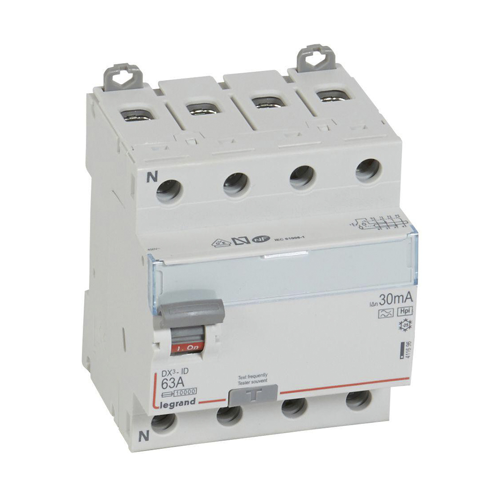 LEGRAND DX³ RCCB fejlstrømsafbryder 63A 4pol 30mA type-F 4M 10KA