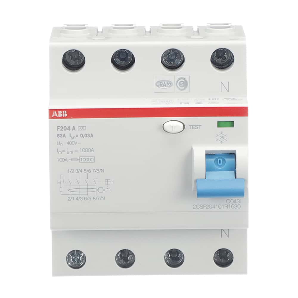 HPFI fejlstrømsafbryder 63A, 4 polet, udløsestrøm 30mA, Type A, 400V AC, 70mm bred F204A 630,03 produkt