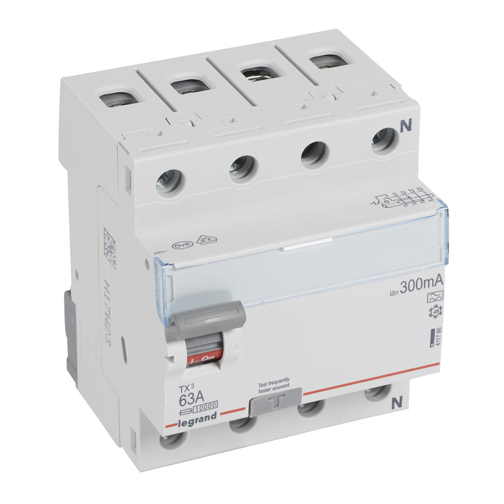 LEGRAND TX³ RCCB fejlstrømsafbryder 63A 4pol 300mA type-A 4M 10KA