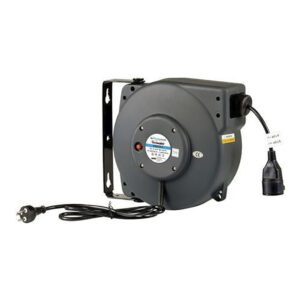 Flowconcept Aut. kabelopruller IP42, grå 3 x 1,5mm² 15m kabel danske stik 10002000W 230V 10A produkt