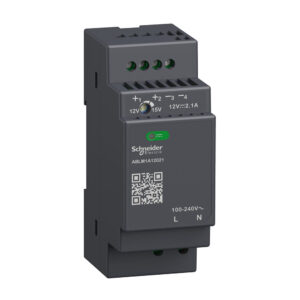 Modicon switchmode strømforsyning modular til DIN skinne med 12 VDC 25 W 2,1 A udgang og 100 240 VAC 1 faset forsyning produkt