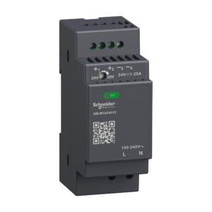 Modicon switchmode strømforsyning modular til DIN skinne med 24 VDC 30 W 1,2 A udgang og 100 240 VAC 1 faset forsyning produkt