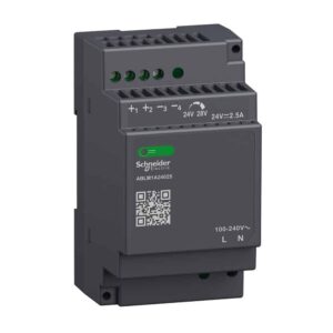 Modicon switchmode strømforsyning modular til DIN skinne med 24 VDC 60 W 2,5 A udgang og 100 240 VAC 1 faset forsyning produkt