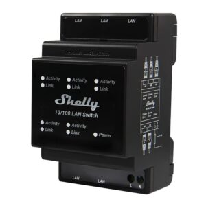 Shelly LAN Switch   DIN skinne switch med 5xRJ45 porte produkt