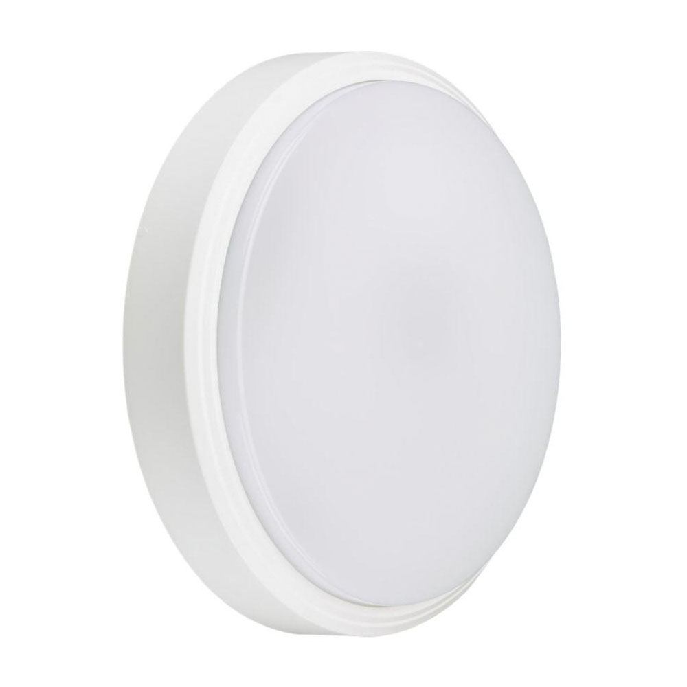 Rund lampe med hvid skærm