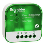 Wiser traadloes lysdaemper puck med Multiwire teknologi valgfri tilslutning af nul leder. Daemper LED lyskilder helt ned til 1VA produkt
