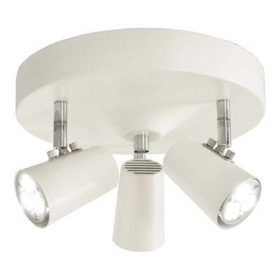 Hvid loftlampe med tre justerbare spotlights