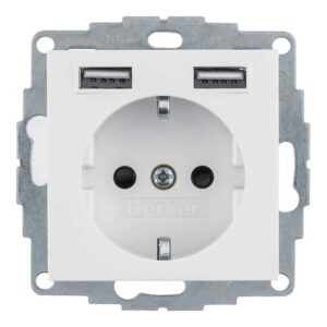 Stikdaase Schuko med 2 USB 4A hvid produkt