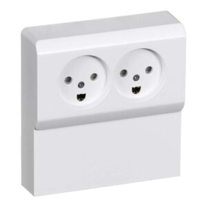 LK OPUS 66 dobbelt stikkontakt paa panelunderlag 2 polet med DK jord hvid produkt