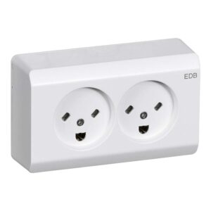LK OPUS 66 standard stikkontakt udvendig dobbelt EDB 2 pol med jord hvid produkt