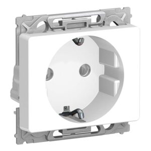 LK OPUS66® enkelt stikkontakt side jord med hvid afdaekning 1M produkt