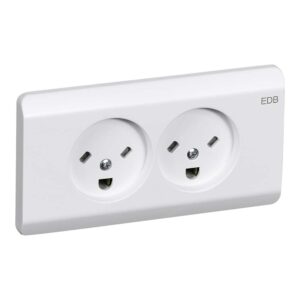 OPUS 66 indsats standard stikkontakt planforsaenket dobbelt EDB 2 pol med jord hvid produkt