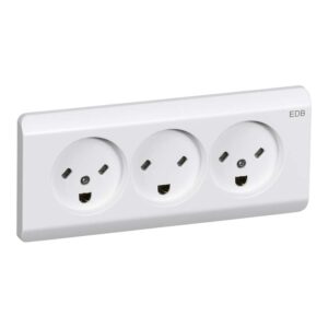 OPUS 66 indsats standard stikkontakt planforsaenket tripel EDB 2 pol med jord hvid produkt
