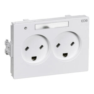 CLICLINE indsats stikkontakt dobbelt vandret EDB 2 pol med jord med lampe 230V hvid produkt