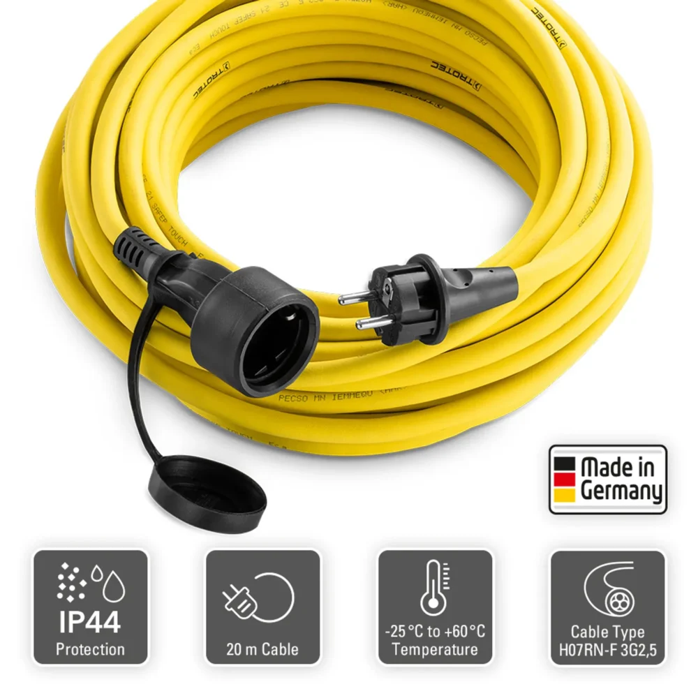 Professionel forlængerledning 20 m 230 v 2,5 mm² made in germany 152637 1662369115