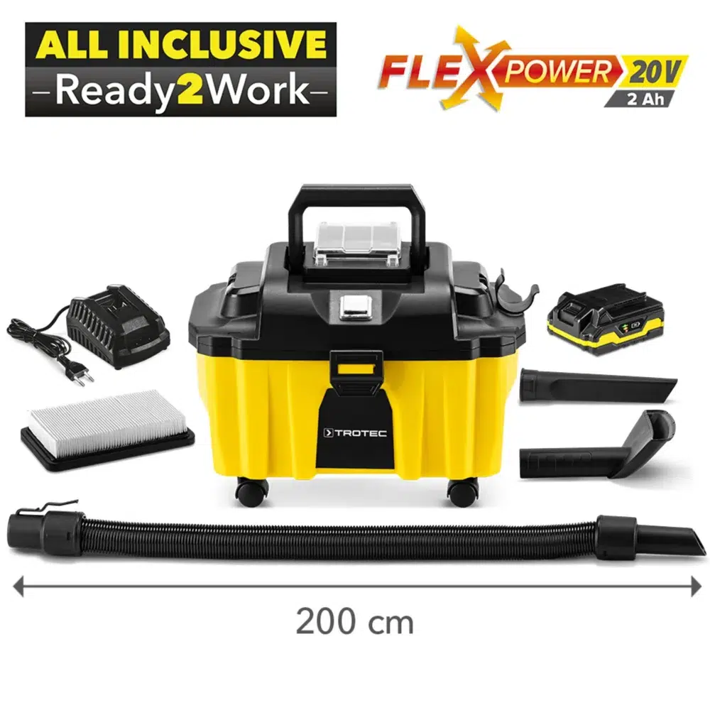 Trotec ledningsfri støvsuger vc 15-20v inkl. Batteri og oplader Batteri støvsuger vc 15 20v 147120 1646996471
