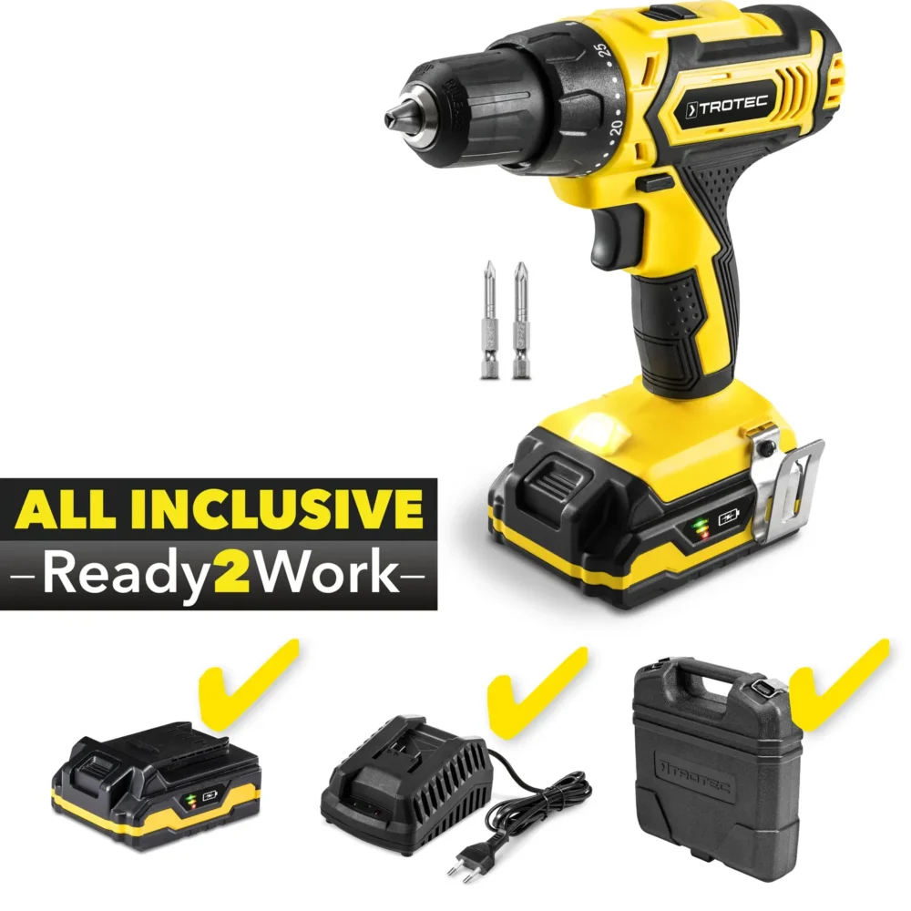 Trotec batteridrevet bore-/skruemaskine pscs 11-20v inkl. Batteri og oplader Batteridrevet bore skruemaskine pscs 11 20v inkl. Batteri og oplader 111081 1568639741