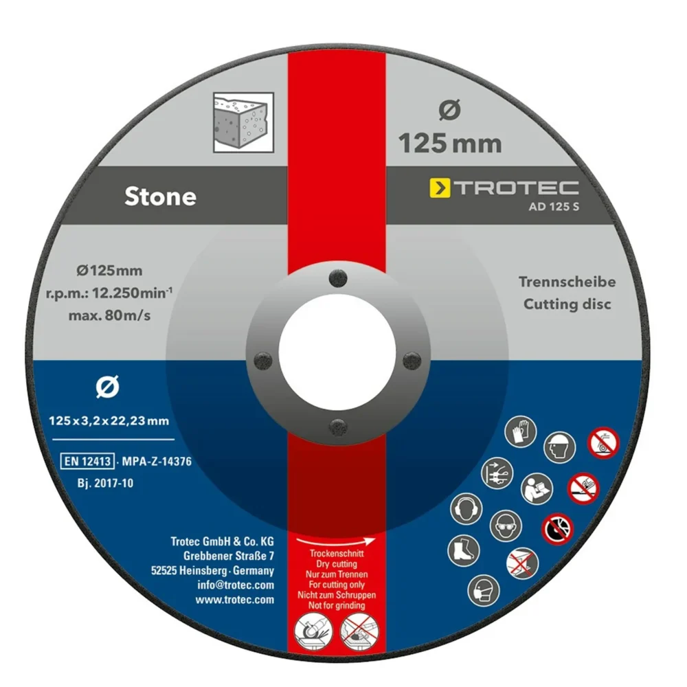 Trotec sten-skæreskive ad 125 s i pakke med 5 stk Sten skæreskive ad 125 s i pakke med 5 stk 87012 1520342207
