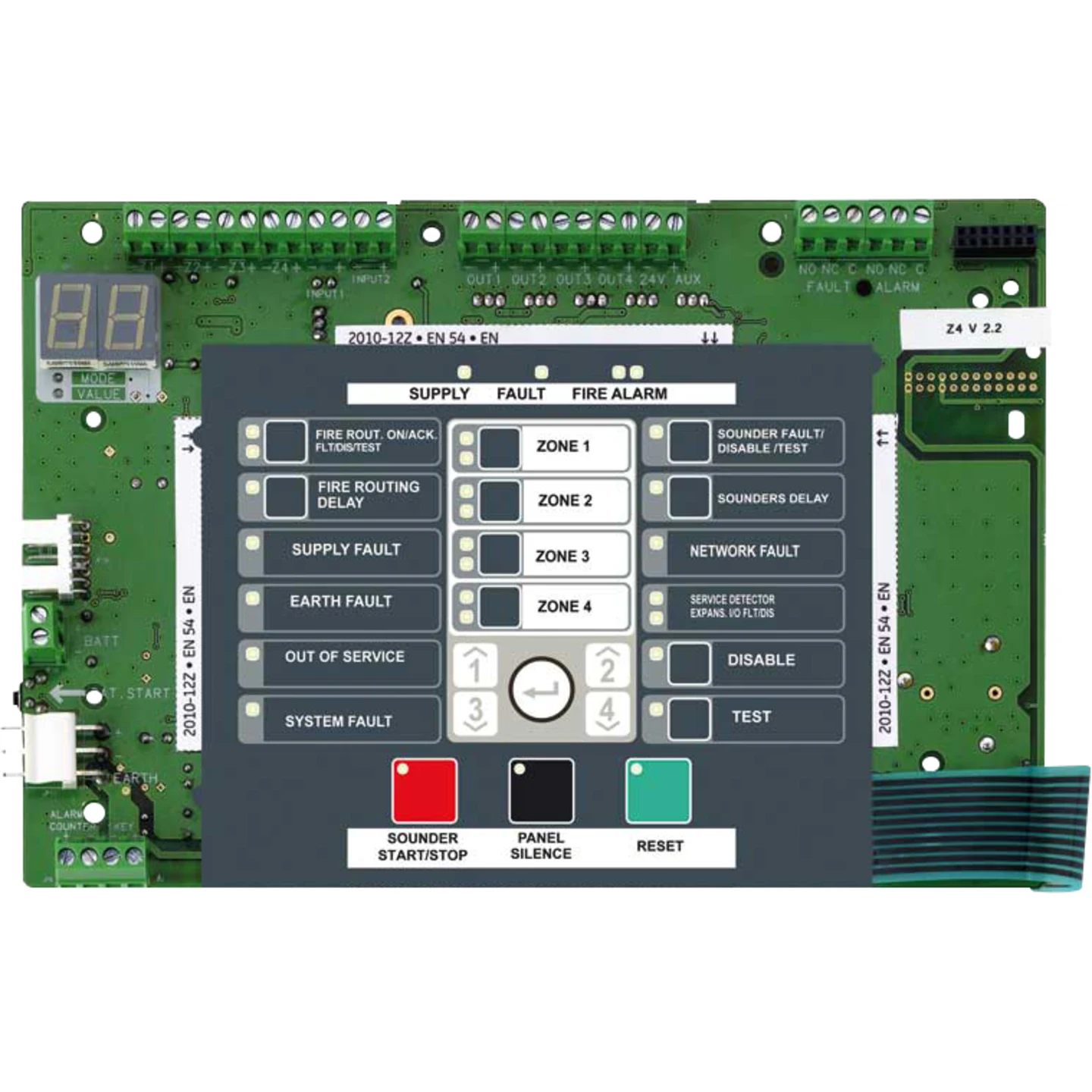 Bundkort til 1X brandcentral. 4 grp.