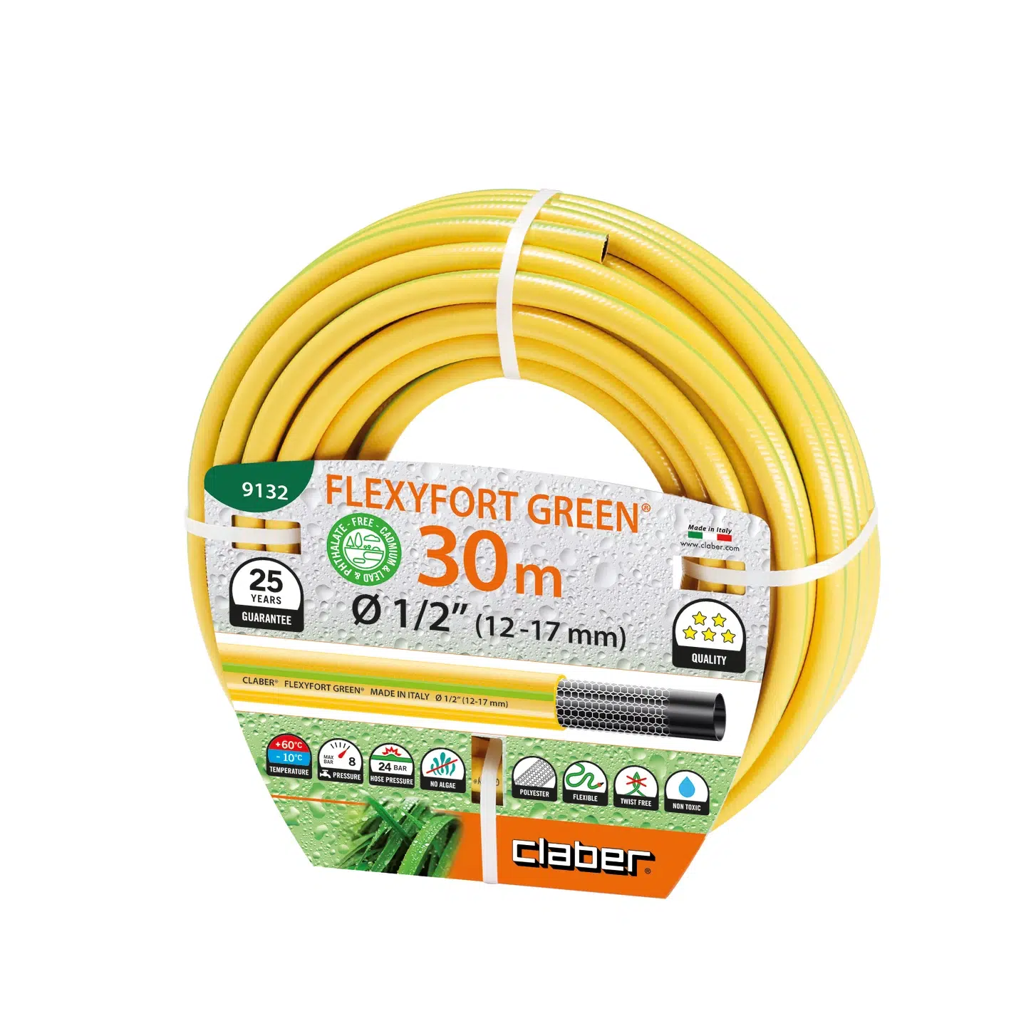 CLABER VANDSLANGE GUL FLEXYFORT GREEN1