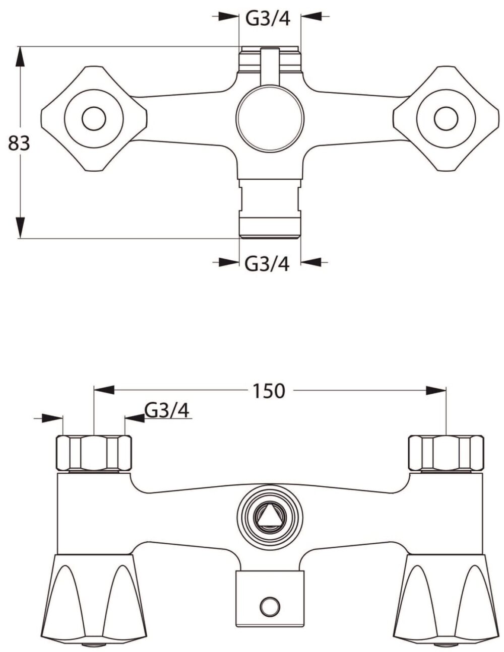 Børma standard kar-/brusearmatur krom 2-grebs