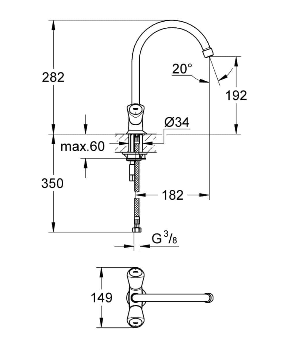 Grohe costa s køkkenarmatur 2-grebs. Krom