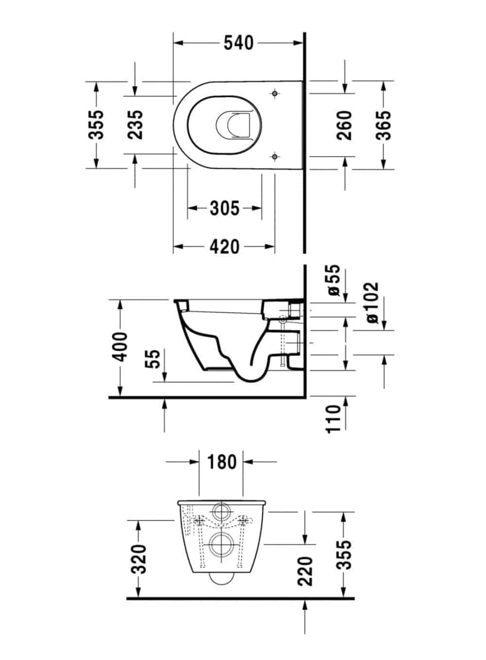 Duravit darling new vægtoilet 370x540mm med skjult montering og wondergliss