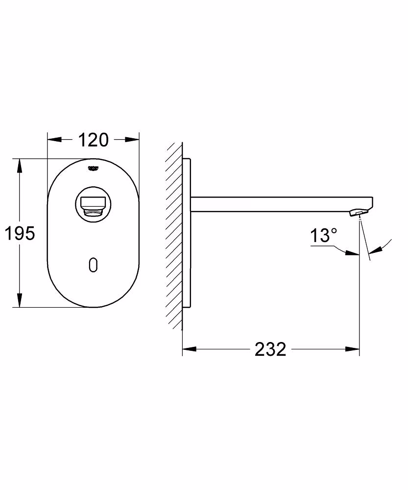 Grohe eurosmart cosmopolitan e infrarød elektronisk håndvaskarmatur uden blanding 1616382