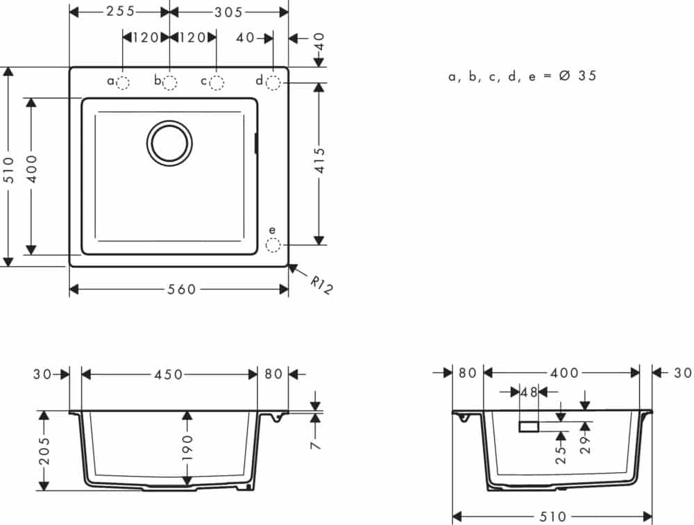 Hansgrohe s510-f450 køkkenvask til nedfældning 450, 560x510mm, graphite sort