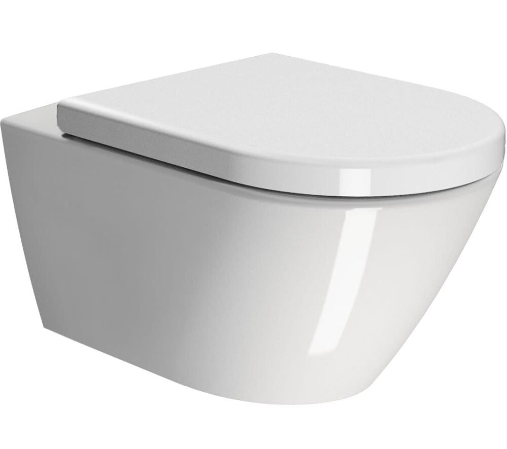 Gsi kube x 55cm vægtoilet med geniusflush skylleteknik. Hvid