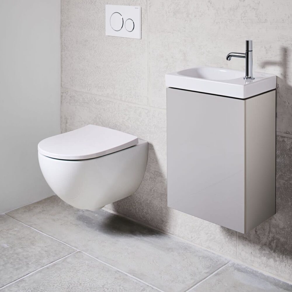 Geberit acanto sæt væghængt toilet, skjult montering, turboflush, med toiletsæde