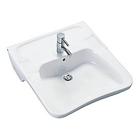 Ifö hospitalsvask 600x580mm, hanehul midt.