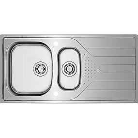 Intra Juvel UNIVERSE køkkenvask 340x400/170x400mm kumme bakke til venstre. Med strainer & hanehul. Blank