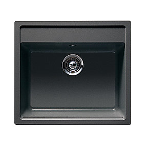 Intra Juvel Nemo køkkenvask 570x510 mm med strainer. Til nedfældning, N100. Sort Granit