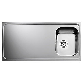 Intra Juvel ATLANTIC stålbord med vask 1200x600mm rist med overløb. Blank