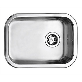 Uni køkkenvask 480x340mm med strainer, mat, til nedfældning