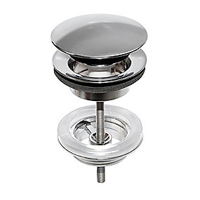 Gustavsberg Bundventil 1 1/4'' Push-down med overløb. Krom