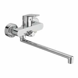 Ideal Standard Ceraflex Kar-/brusearmatur med svingtud 320 mm med forskruninger & rosetter. Krom