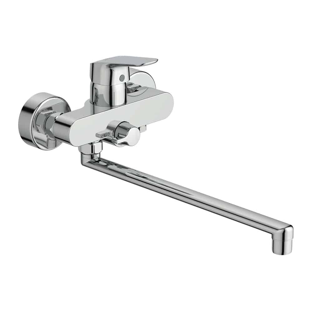 Ideal Standard Ceraflex Kar-/brusearmatur med svingtud 320 mm med forskruninger & rosetter. Krom